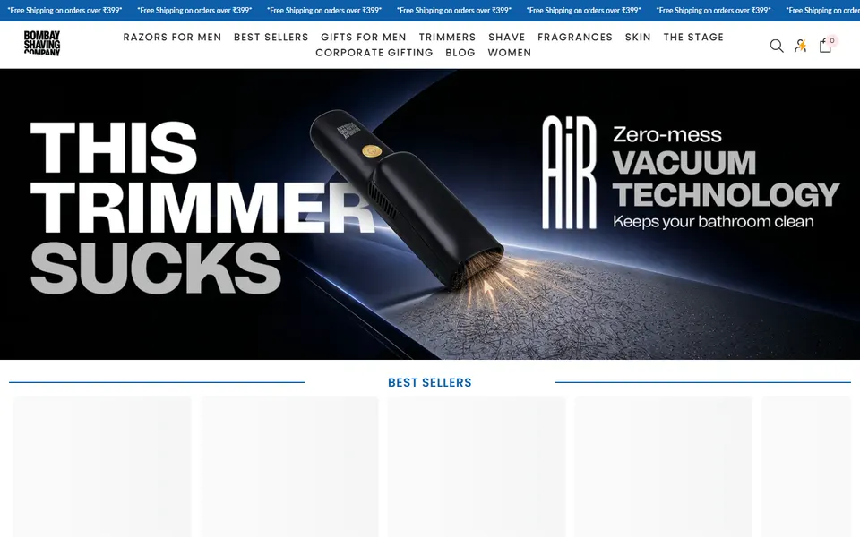 Bombay Shaving Company eCommerce website