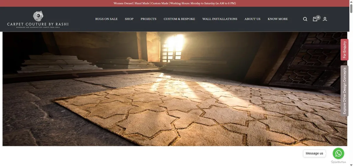 Carpet Couture luxury handmade rugs and bespoke carpets eCommerce website