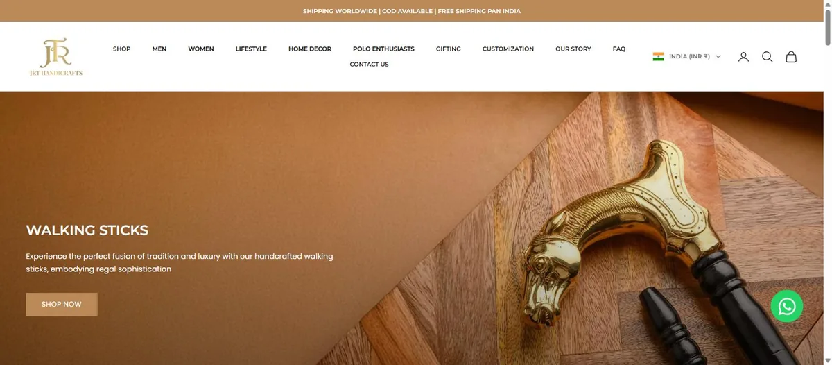 JRT Handicrafts artisan accessories and home decor eCommerce website