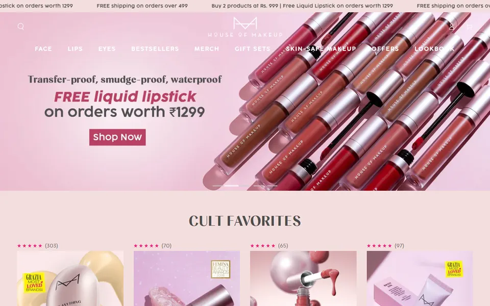 House of Makeup beauty eCommerce website