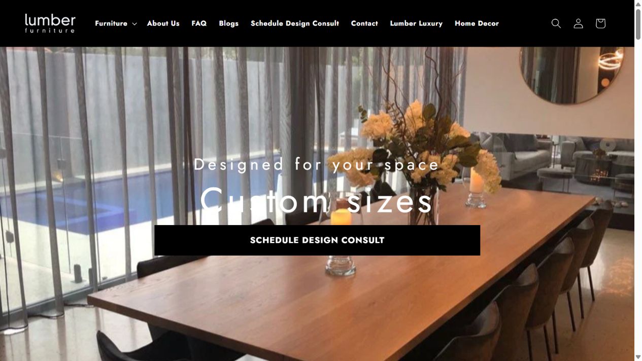 Lumber Furniture custom timber furniture Shopify website in Australia