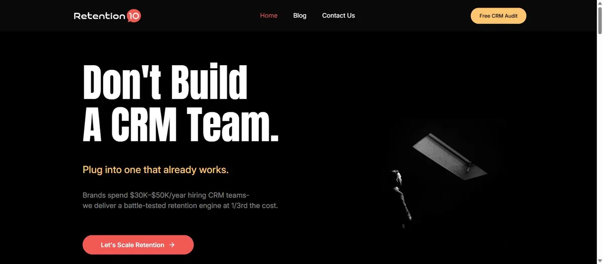 Retention10 Shopify customer retention and CRM agency website