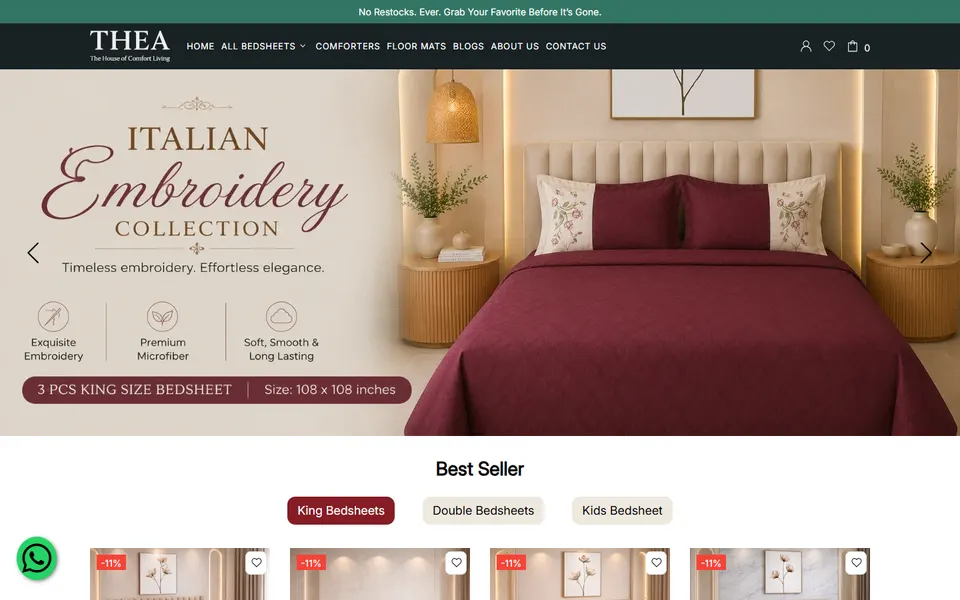 Thea Living home and lifestyle eCommerce website